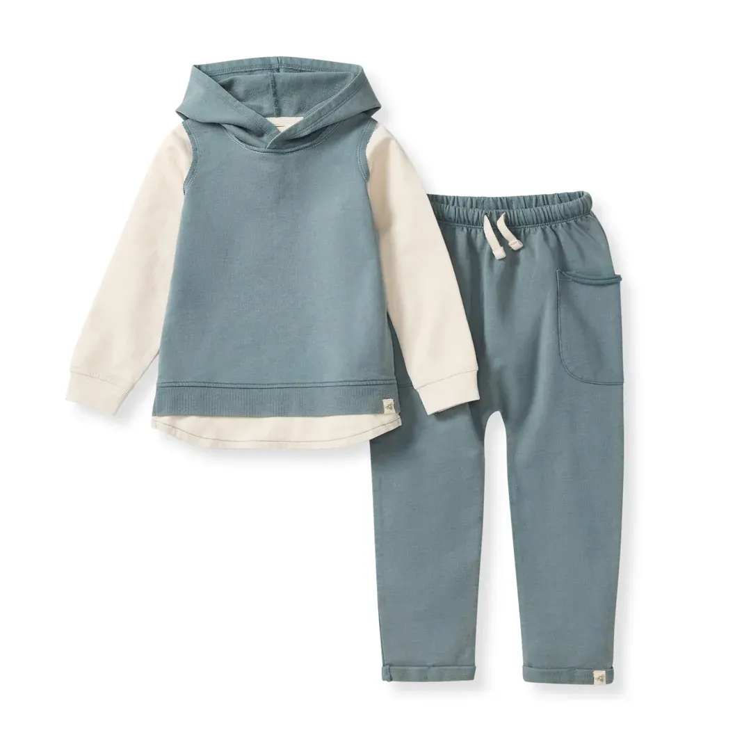 Dark Teal and Grey Hoodie Set
