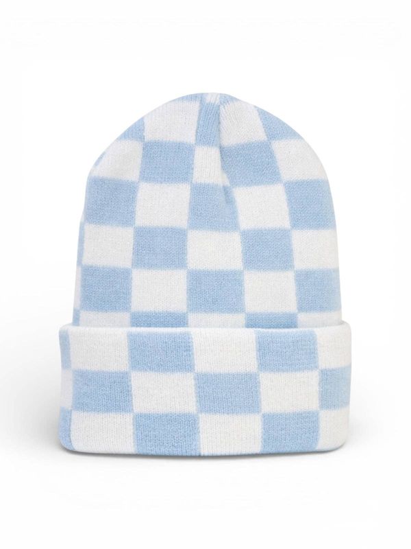 Baby's First Hat®, Baby Blue/Warm White Checkerboard with Matching Blanket
