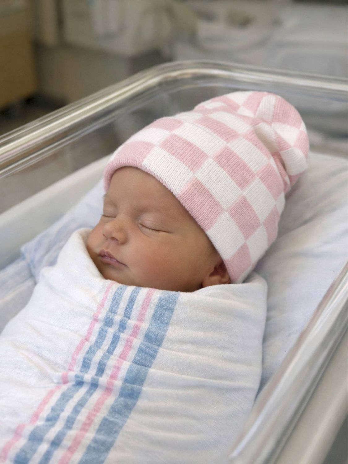 Baby's First Hat®, Petal Pink/Warm White Checkerboard