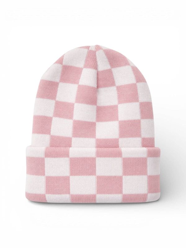 Baby's First Hat®, Petal Pink/Warm White Checkerboard with Matching Blanket