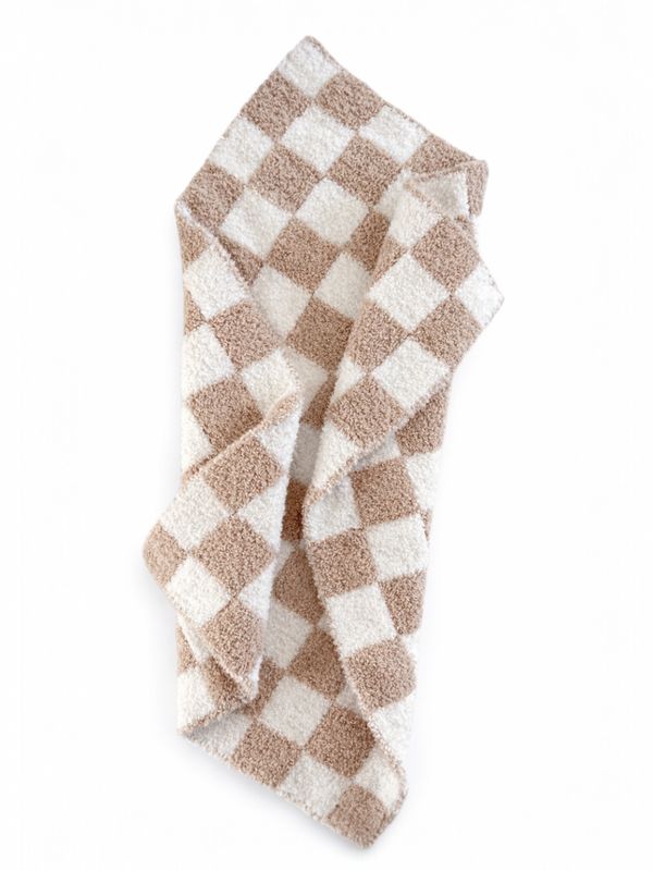 Baby's First Hat®, Tan/Warm White Checkerboard with Matching Blanket