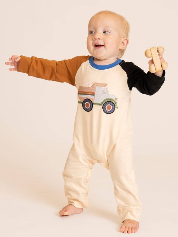 Marie Nicole Clothing - Busy Dump Truck Colorblock Romper