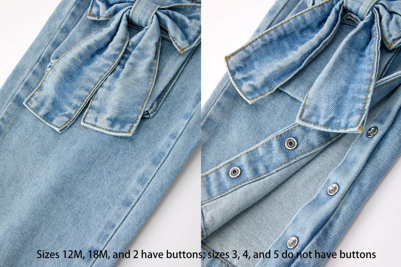 Rylee Faith Designs - Bow Denim Girl Overalls Wide Leg Jumpsuit
