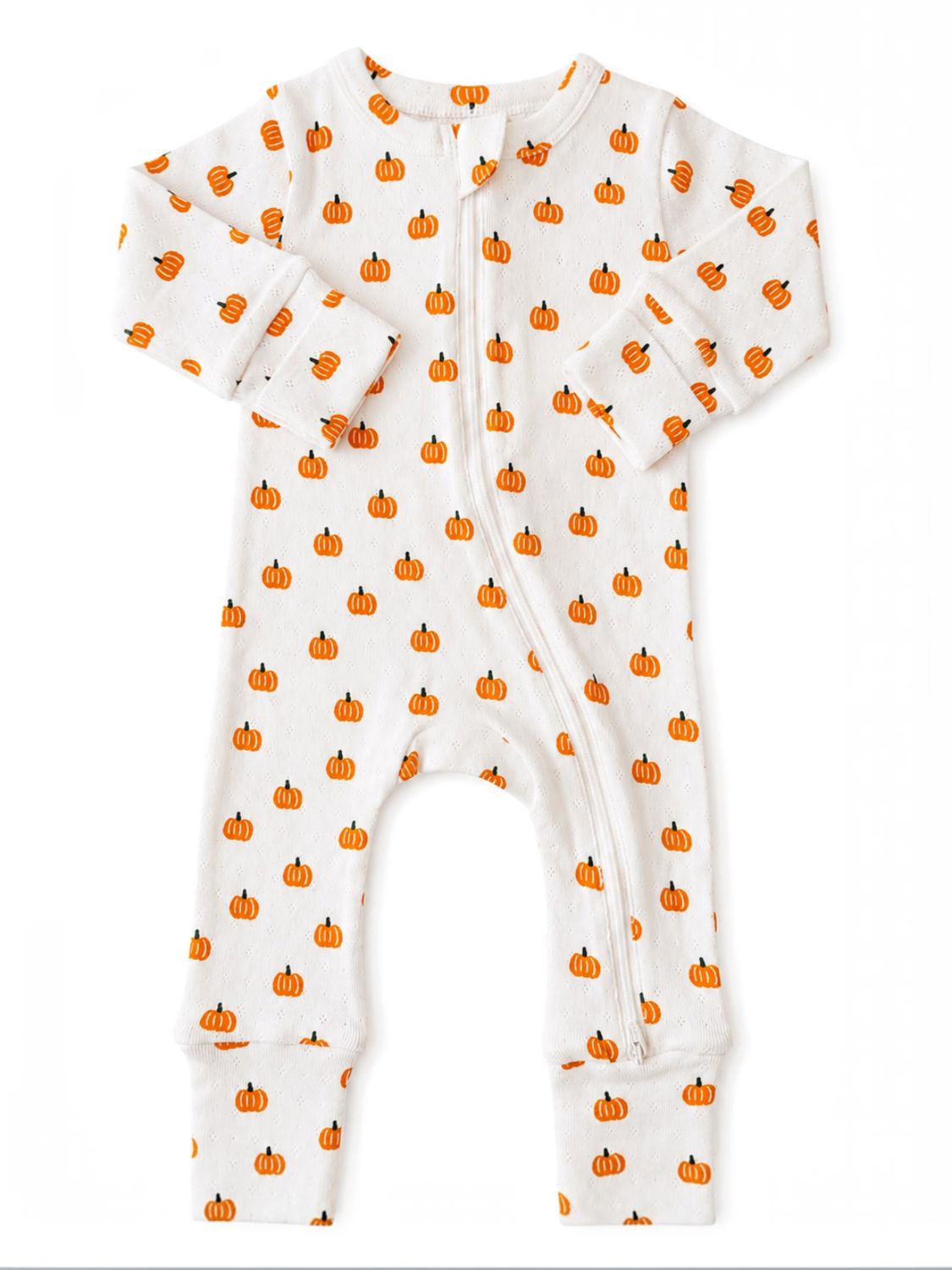 Pumpkin / Organic Pointelle 2-Way Zip Romper