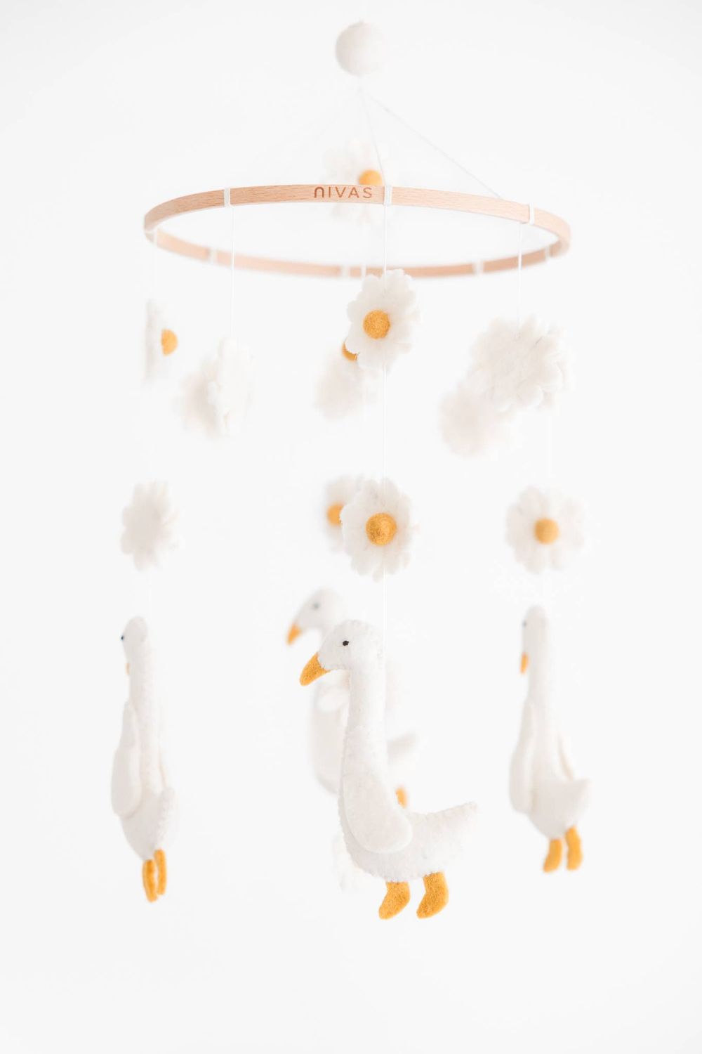 Handmade Duck and Flower Mobile / Floral Baby Decor