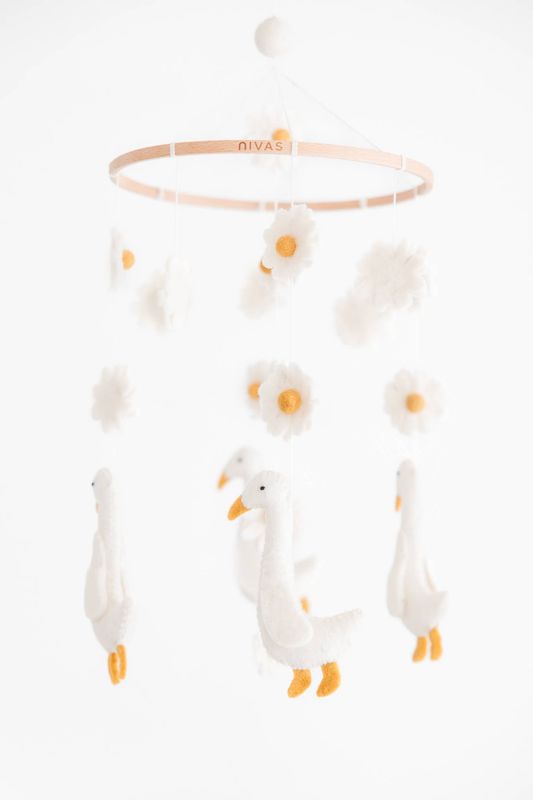 Handmade Duck and Flower Mobile / Floral Baby Decor