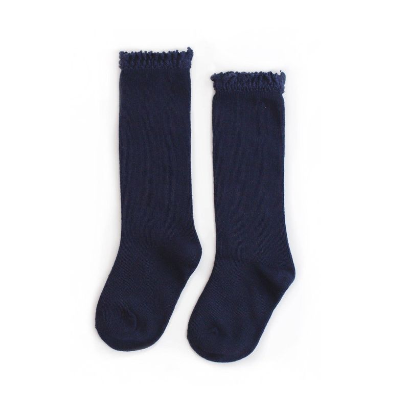 Little Stocking Co. - Navy Lace Top Knee High Socks