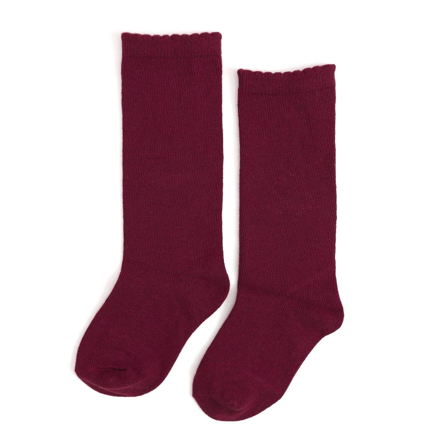 Little Stocking Co. - Scalloped Knee High Socks - Burgundy
