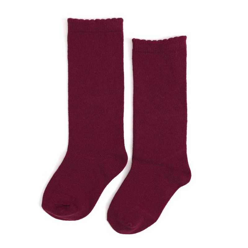 Little Stocking Co. - Scalloped Knee High Socks - Burgundy