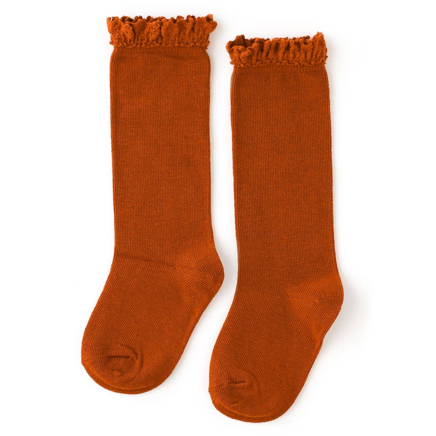 Little Stocking Co. - Pumpkin Spice Lace Top Knee High Socks