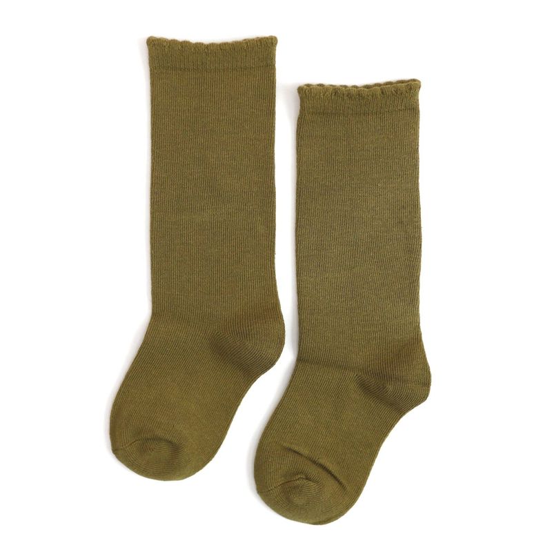 Little Stocking Co. - Scalloped Knee High Socks - Olive