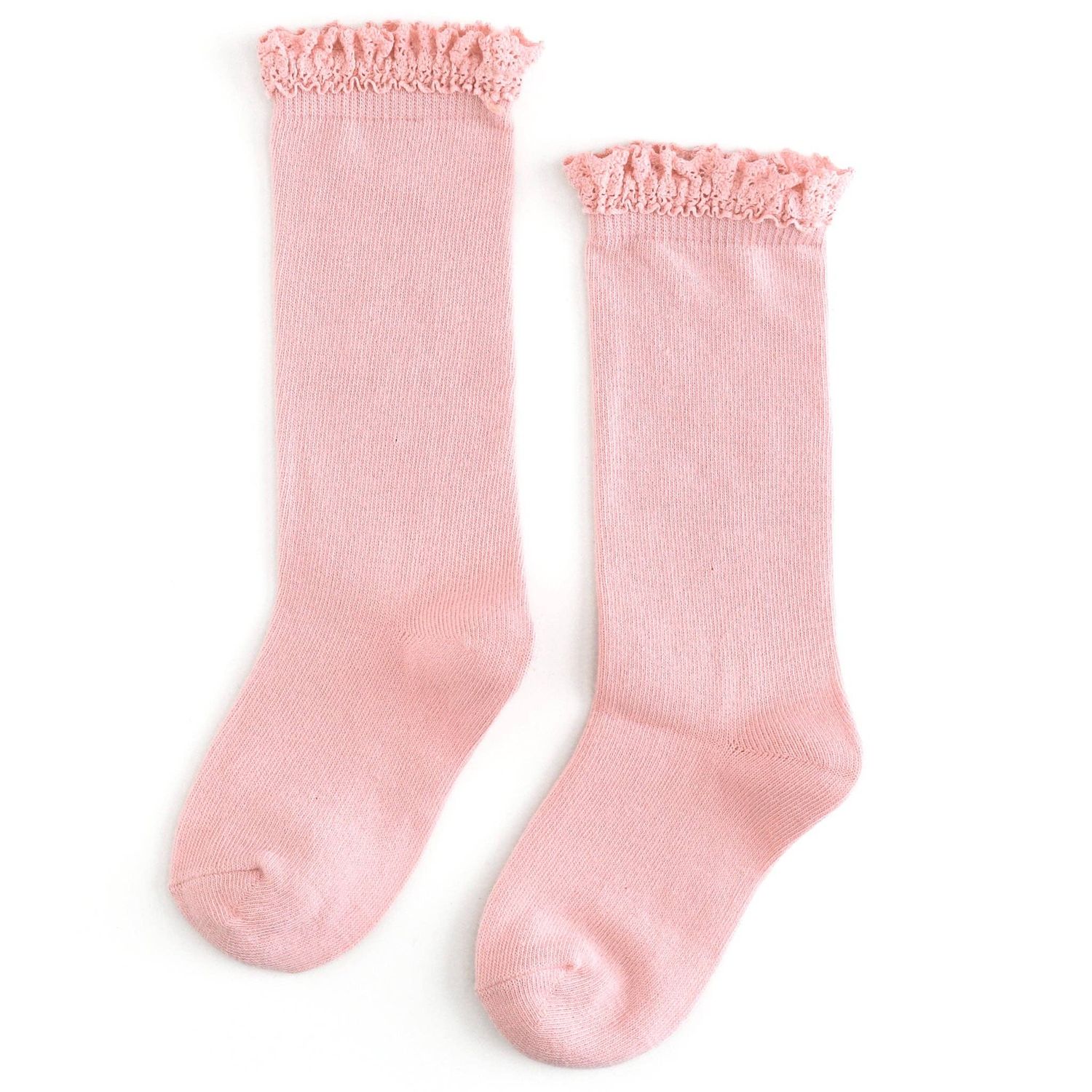 Little Stocking Co. - Quartz Pink Lace Top Knee High Socks