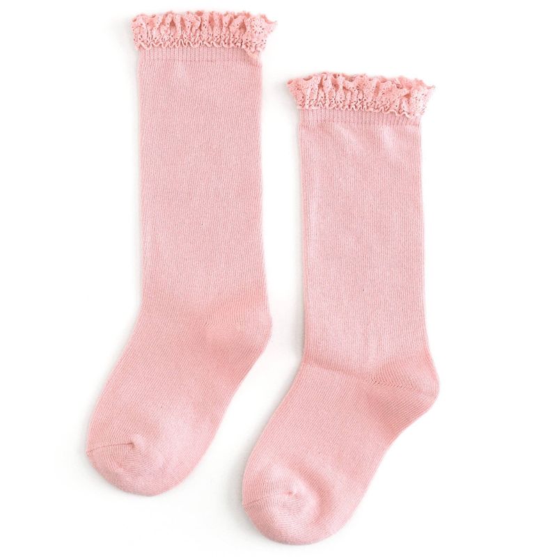 Little Stocking Co. - Quartz Pink Lace Top Knee High Socks