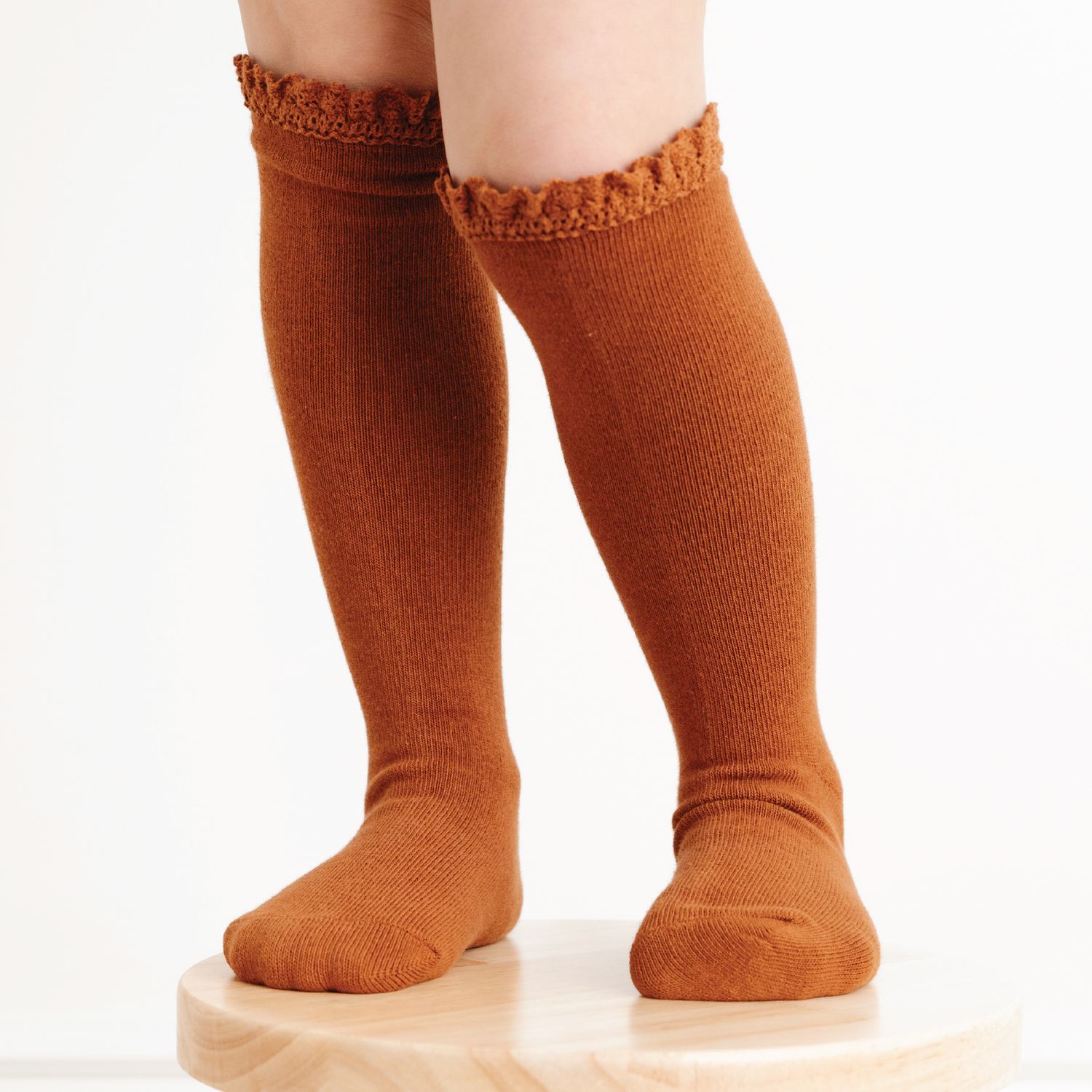 Little Stocking Co. - Sugar Almond Lace Top Knee High Socks