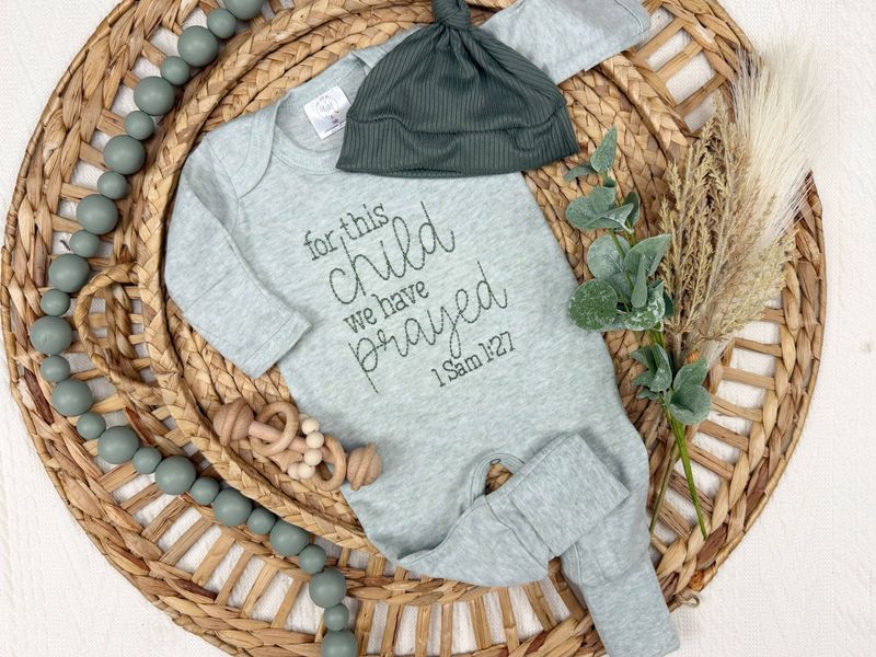 Baby Romper | For This Child We Have Prayed | Green