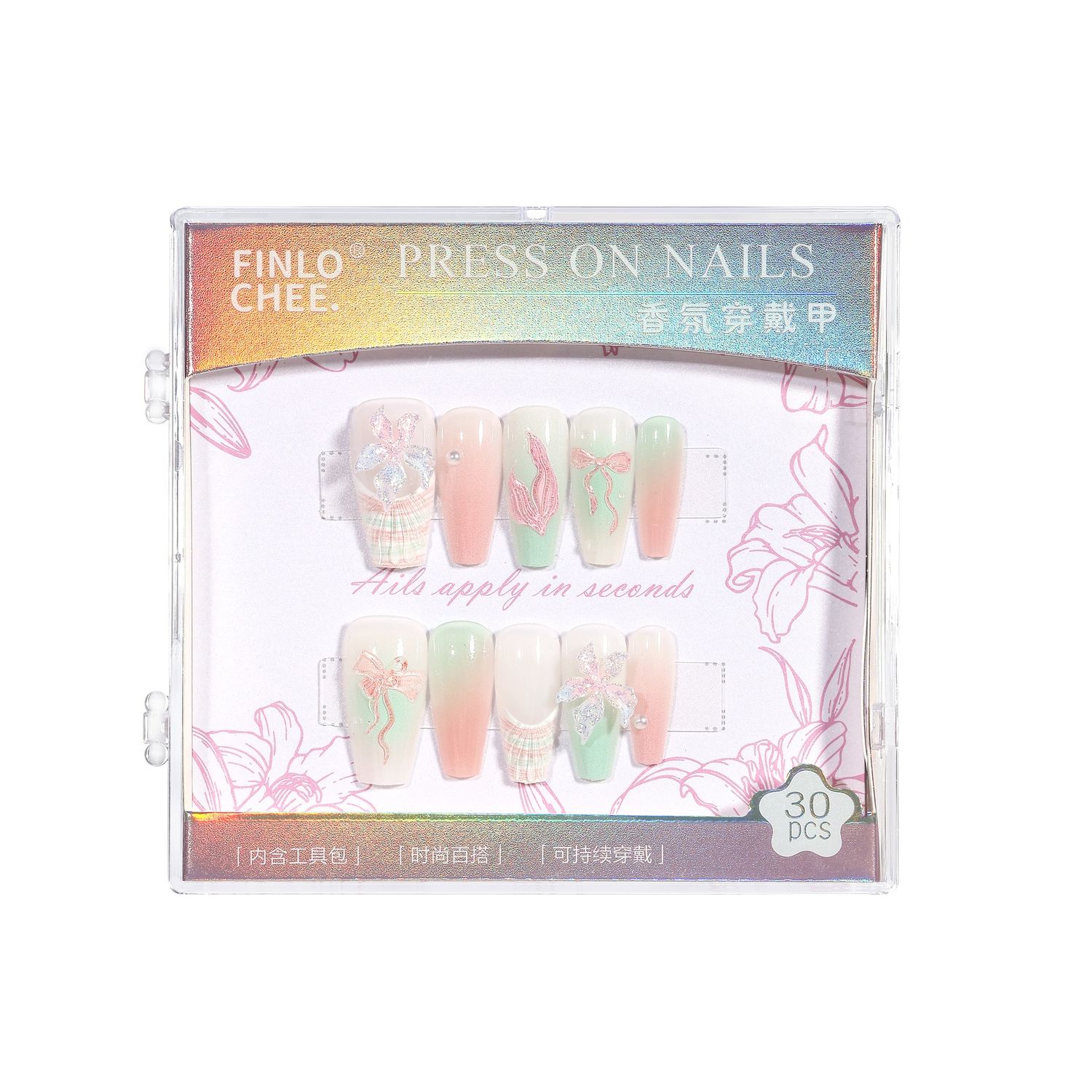 x-608 Wearable Nail FinloChee 30pcs
