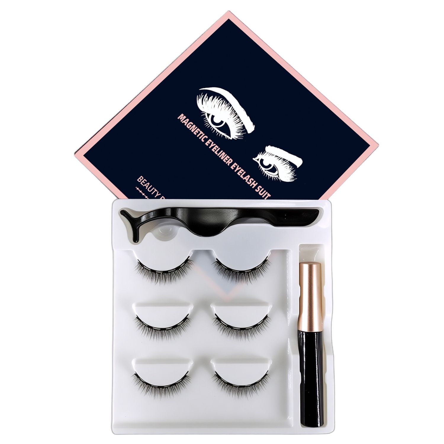 1489 Guiya Magnetic eyeliner false eyelashes, #: 5D-02 [natural style] 3 pairs