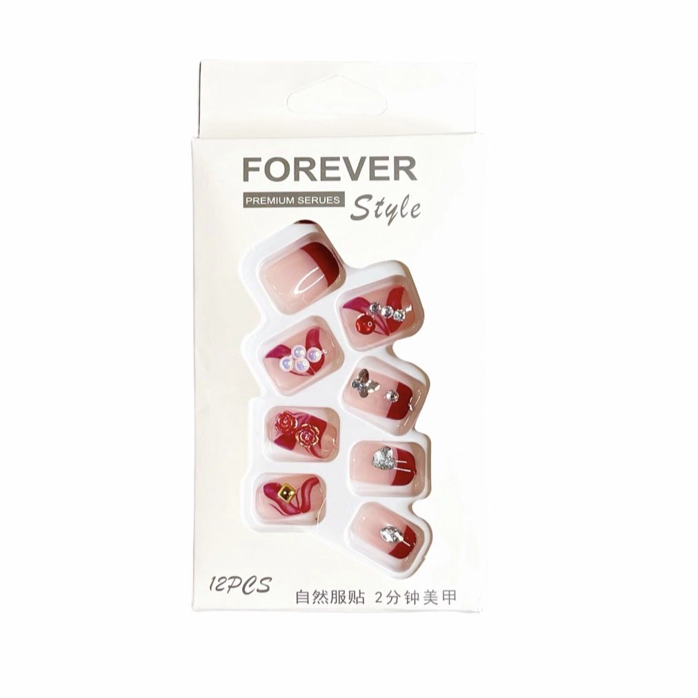 Nishi 12-piece diamond wearable nail short 77506
