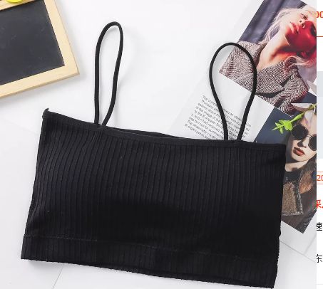 Qiao One-line thread suspender bra: Black 03721