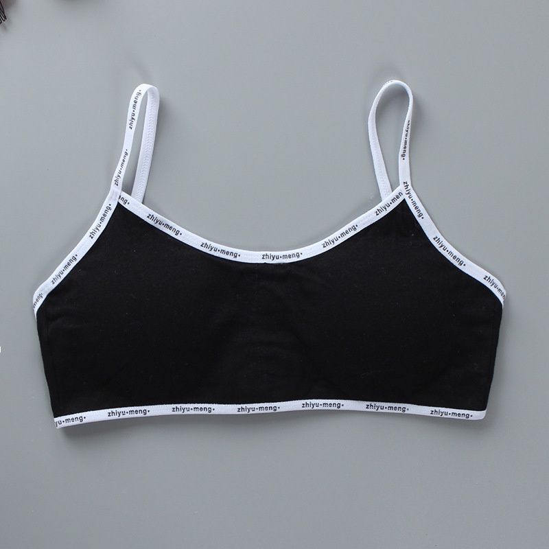 Manwei M6024 Girls'Letter cotton vest underwear with insert: Black 22945