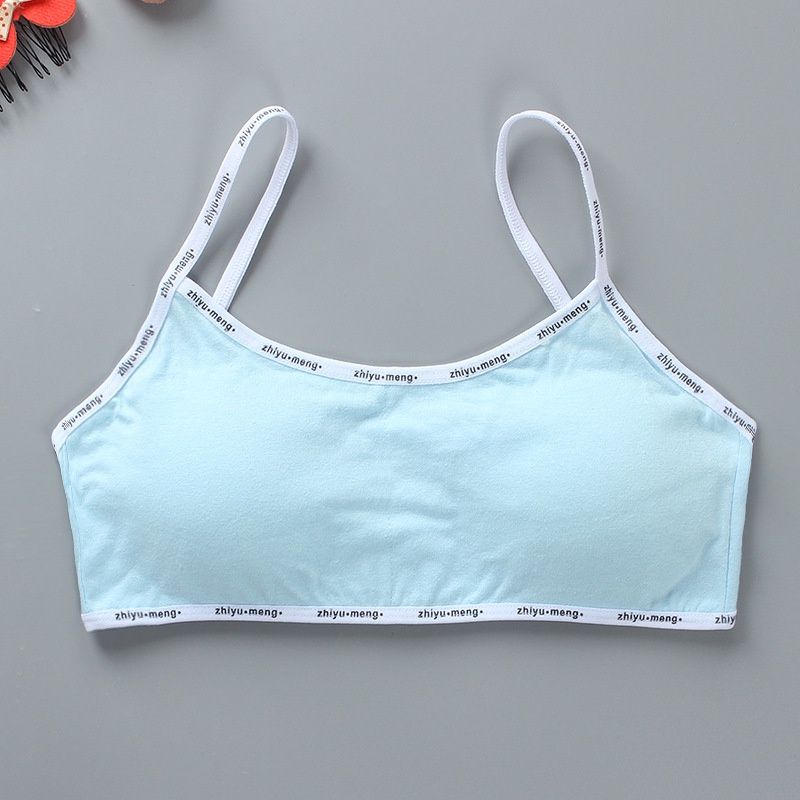 Manwei M6024 Girls'Letter cotton vest underwear with insert: Blue 22944