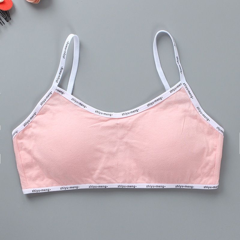 Manwei M6024 Girls'Letter cotton vest underwear with insert: Shrimp  07626