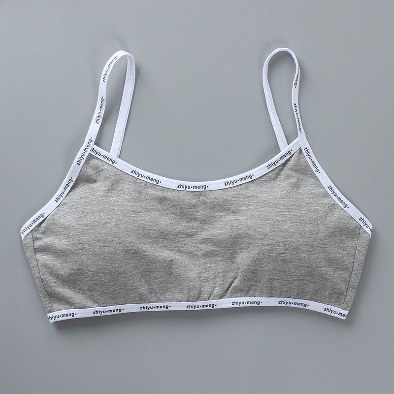Manwei M6024 Girls'Letter cotton vest underwear with insert: Grey 22943