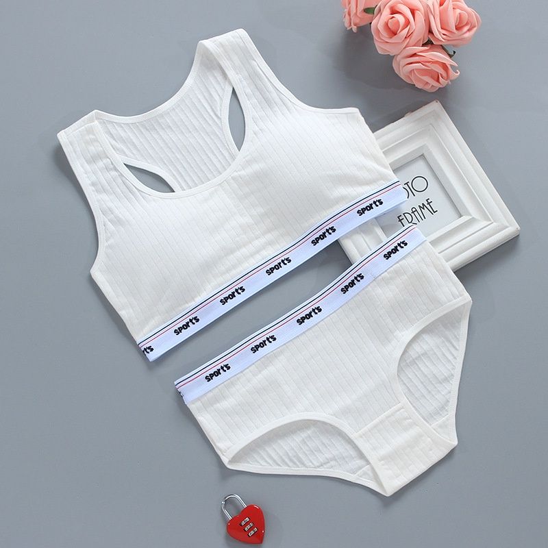 Manwei M7008T Girls bra set small vest cotton  9: White(Under bust 60cm-80cm) 89359