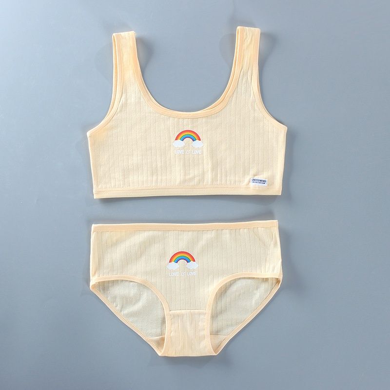 Manwei M7002YT Girls' bra set Rainbow pure cotton vest wrap corset 12 : skin(under bust 60cm-80cm) 72234