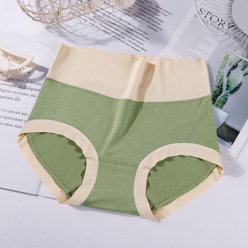High Waist Abdominal Briefs Graphene Antibacterial Bottom Crotch Panties Women: haze green : XXL-1383 64750