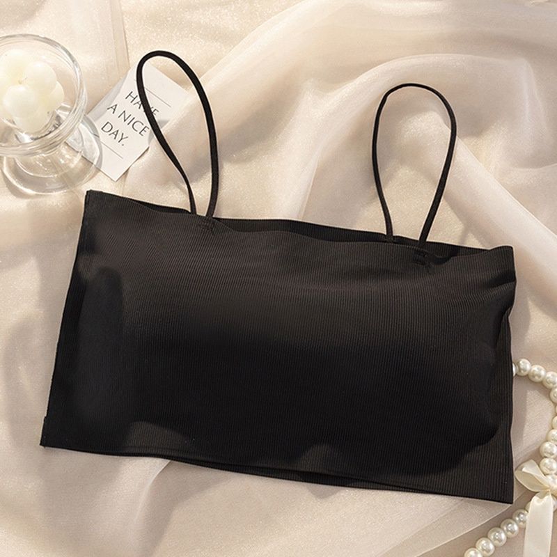 WF Threaded strap seamless ice silk tube top black XL 15057