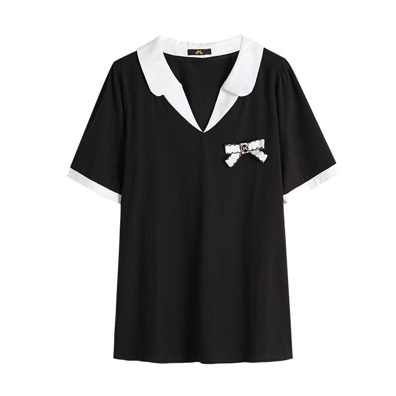 NX 63843 polo shirt pure cotton short sleeve: black: 6XL 120KG 61589