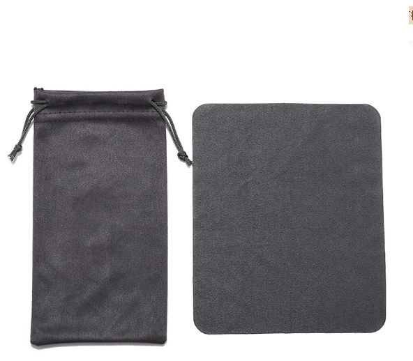 HD Glasses bag w cloth 220g suede gray 17061