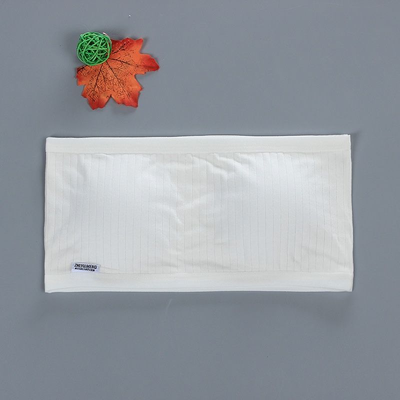 Manwei M7005 Tube top girl strapless pure cotton with inserts 12: White(under bust 60cm-80cm) 23787