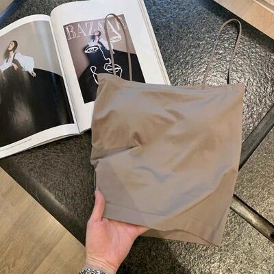 Hana 1806 camisole wrap chest bottoming vest : long khaki  59768