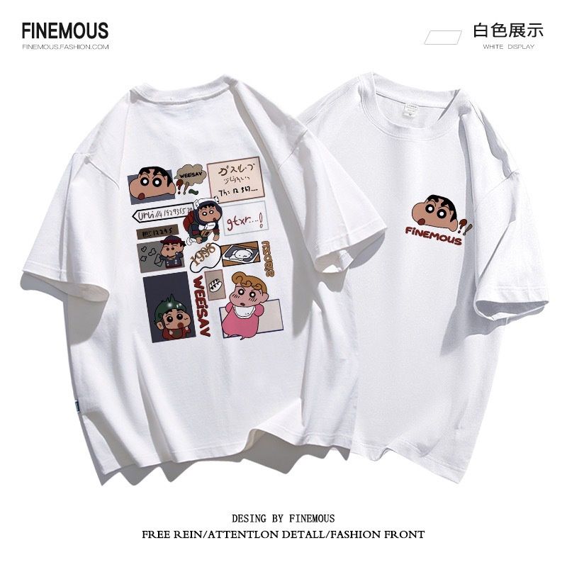crayon shin-chan front and rear print T-shirt white