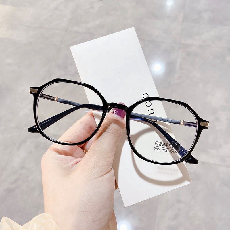 Aimin 2053 Anti-Blue Light Ultra Light Polygon Glasses Frame: 亮黑框  45988
