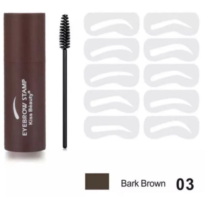 Kiss Beauty 89033 # 03 dark brown Eye Brow powder Stamp + Card set 87640