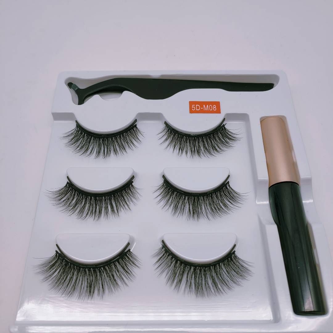 Jingyaner 3 Pair Magnetic Liquid Eyeliner False Eyelashes: M08 89552