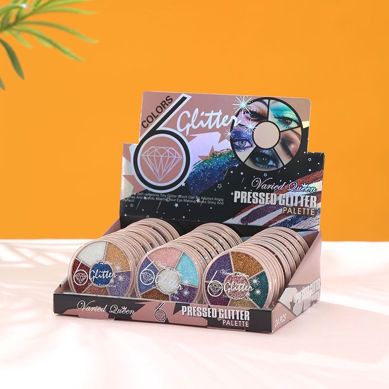 Varied Queen 6 clr pearlescent Glitter eyeshadow (24/ctn) palette