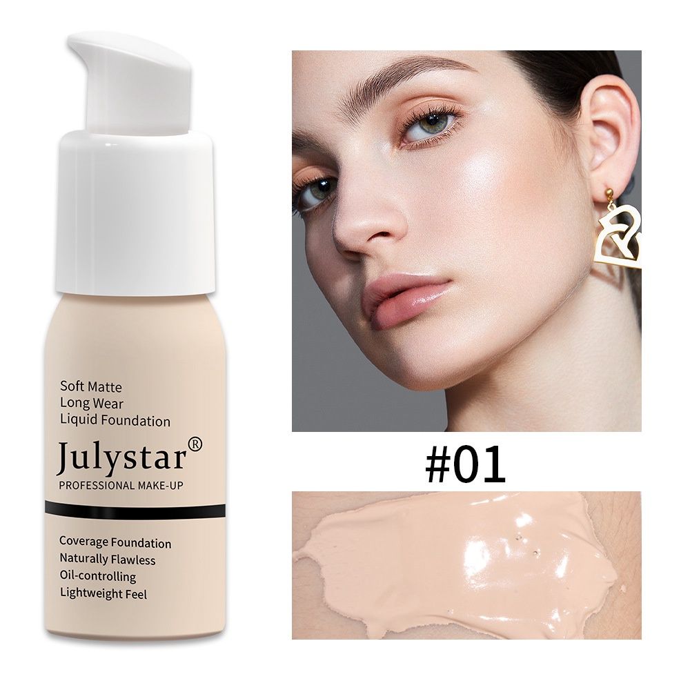 Julystar 01# Soft Mattee Finish Liquid Foundation 30ml