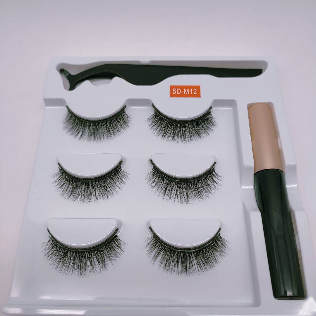 Jingyaner 3 Pair Magnetic Liquid Eyeliner False Eyelashes: M12 89553