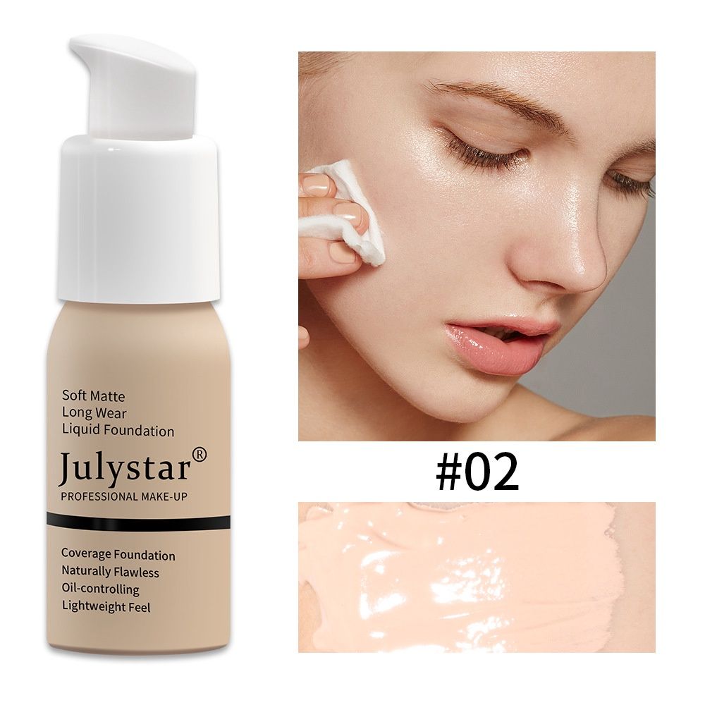 Julystar 02# Soft Mattee Finish Liquid Foundation 30ml