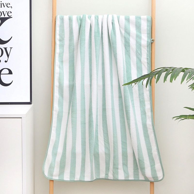 Xianao Coral Soft Absorbent Face Towel Cationic Stripe: Green Edging 35*75 74768