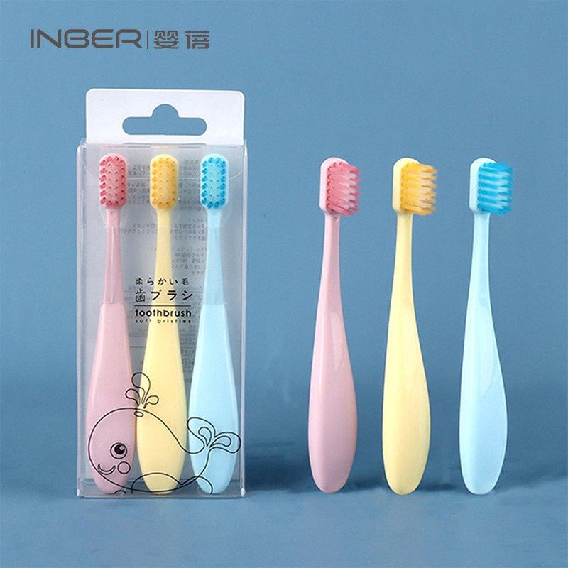INBER Children Toothbrush, Fresh Candy Color, Soft Tooth Care, Massage Gums (3pcs) 32110
