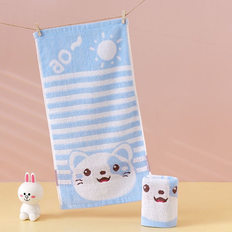 Baby Facial Towel Dog Stripe Blue 25x50cm 24851