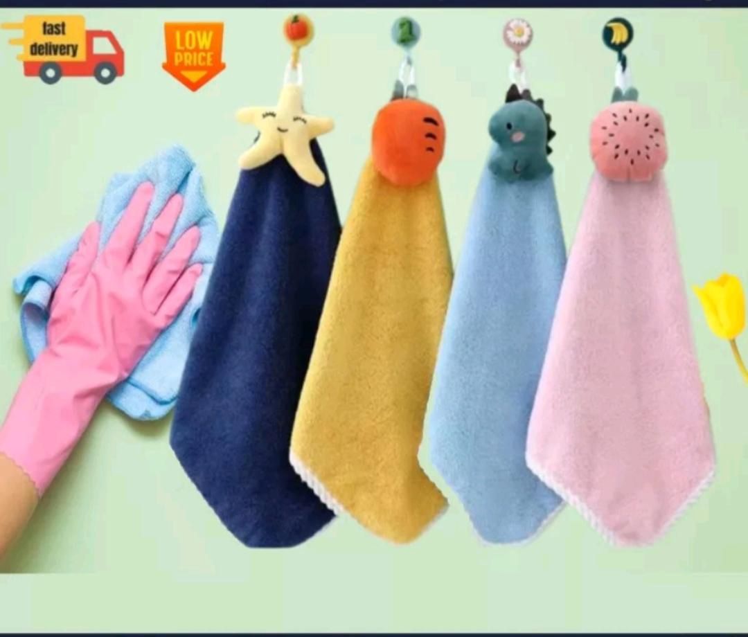 HX Hand Towel 1pc Hanging Coral Fleece Kitchen Water Absorbent 73663