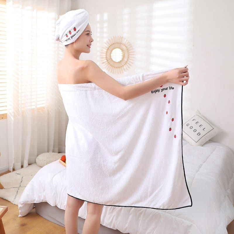 Bath Dress Strawberry White (No Cap) 00801