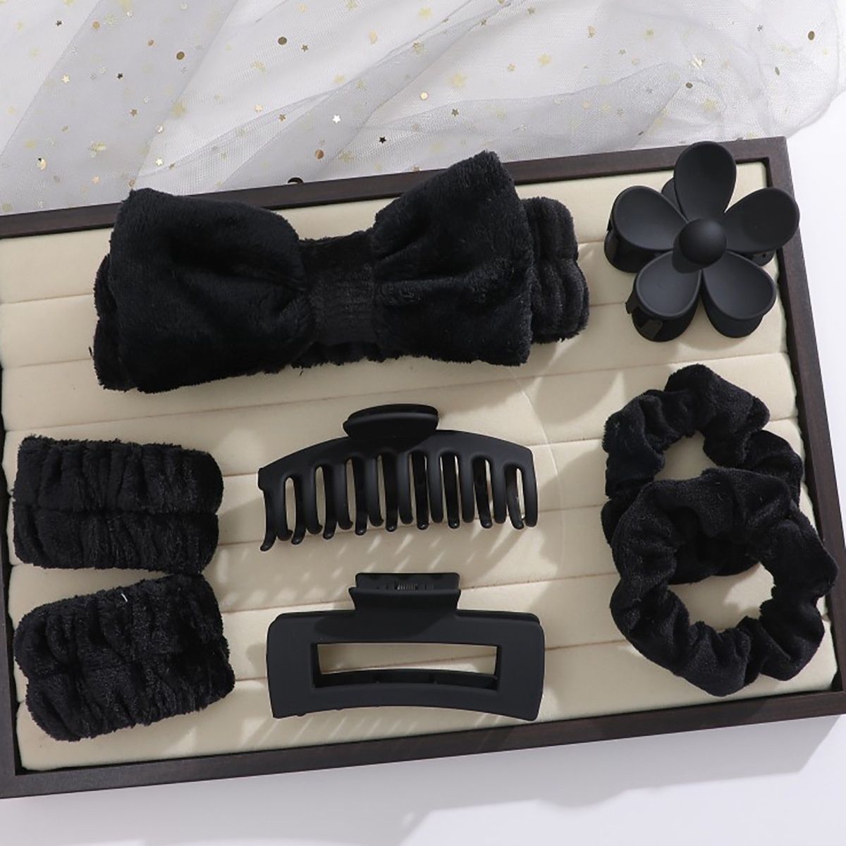 YY Hair Tie Scrunchies 8pcs, #: Black