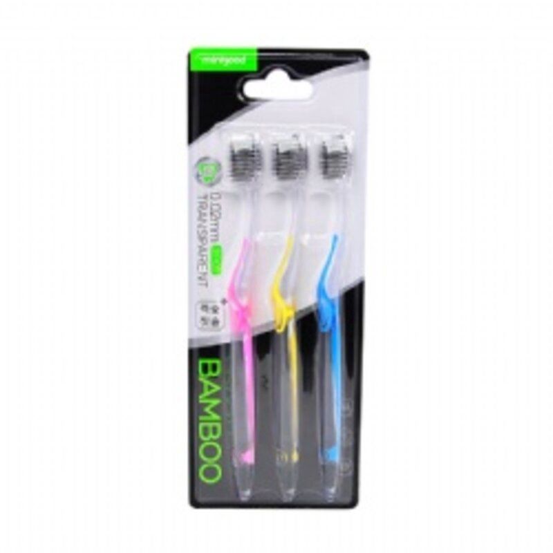Mg Double Bamboo Charcoal Toothbrush 3 Sticks 双层竹炭小头透明牙刷3支装 85105
